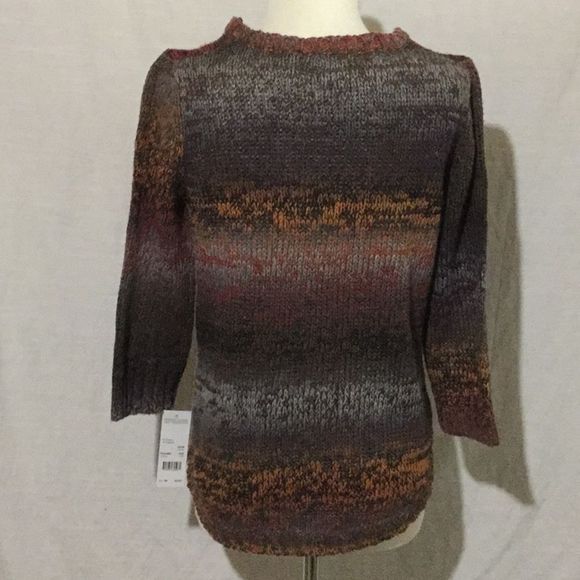 Notations Petite Sweater 3/4 Sleeves Earth Tones - Picture 4 of 7